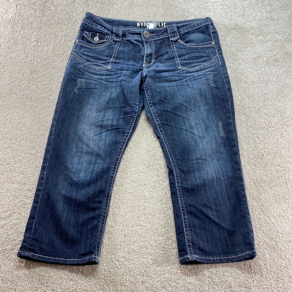 Hydraulic Indigo Cropped Ankle Jeans